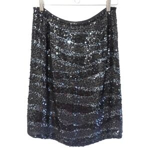 Antonio Melani Sequin‎ Skirt Size 10 Black Silk Sparkly Glam Cocktail Party Chic